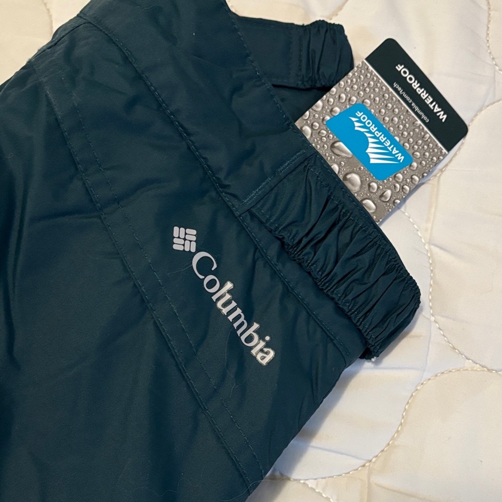 New Columbia Teal Waterproof Snow Pants Youth Size Medium M 10/12 Kids Ski Bibs - Picture 3 of 5